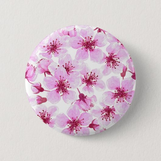 Kirschblüte Wasserfarbe Button (Vorderseite)