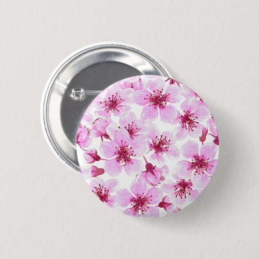 Kirschblüte Wasserfarbe Button (Vorne & Hinten)