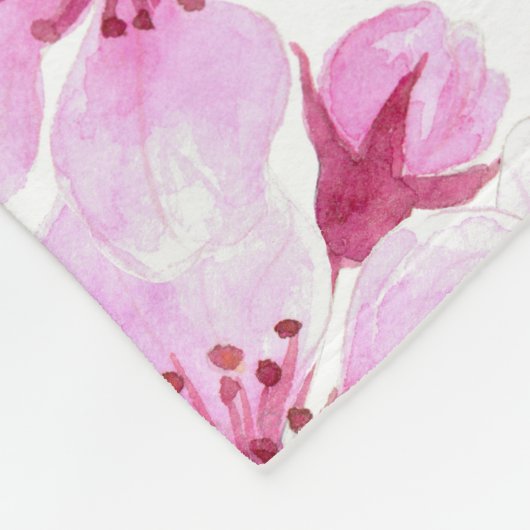 Kirschblüte Wasserfarbe Fleecedecke (Ecke)