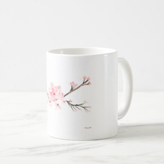 Kirschblüte Wasserfarbe Kaffeetasse (VorderseiteRechts)