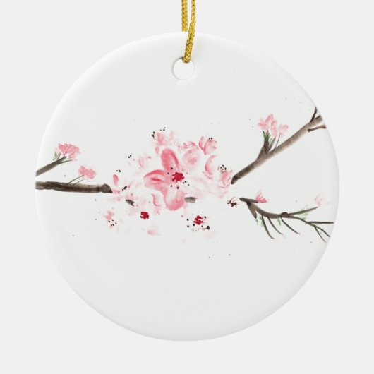 Kirschblüte Wasserfarbe Keramik Ornament (Vorne)