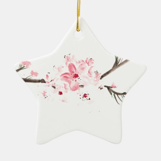Kirschblüte Wasserfarbe Keramik Ornament (Vorne)