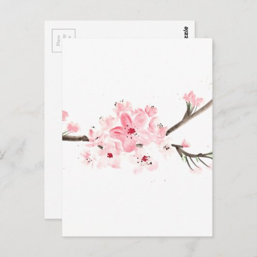 Kirschblüte Wasserfarbe Postkarte (Vorne/Hinten)