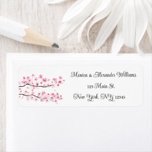 Kirschblüte Wasserfarbe Rosa Rücksendeadresse (Insitu)