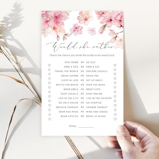 Kirschblüte Würde sie lieber Brautparty Spiel