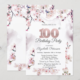 Kirschblüten 100. Geburtstag Einladung