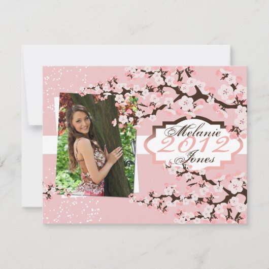 Kirschblüten-Absolvent-Mitteilung u. Einladung (Vorderseite)