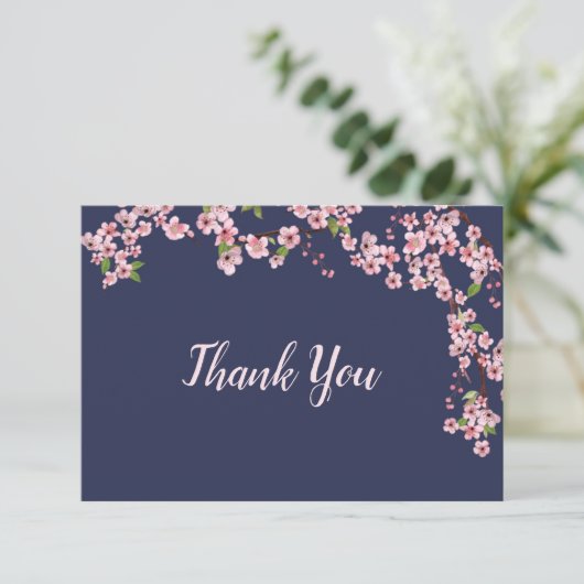 Kirschblüten am Abend dank Karte (Stehend Vorderseite)