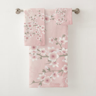 Kirschblüten-Aprikosen-Vintage-Blumen  Badhandtuch Set