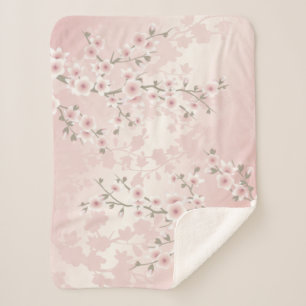 Kirschblüten-Aprikosen-Vintage-Blumenmuster Sherpadecke