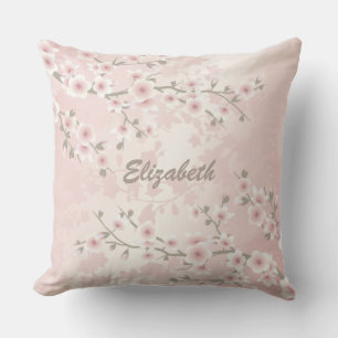 Kirschblüten-Aprikosen-Vintage-Floral-Monogramm  Kissen