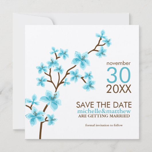 Kirschblüten-Aqua Termin vormerken Save The Date (Vorderseite)