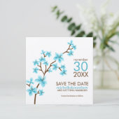 Kirschblüten-Aqua Termin vormerken Save The Date (Stehend Vorderseite)