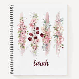 Kirschblüten-Aquarell mit Namen Notizblock