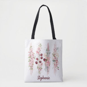 Kirschblüten-Aquarell mit Namen Tasche