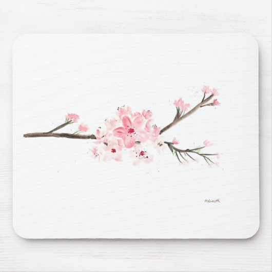 Kirschblüten-Aquarell Mousepad (Vorne)