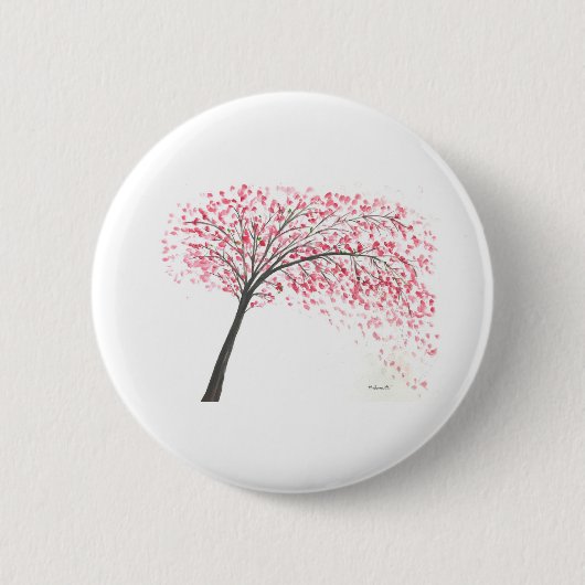 Kirschblüten Aquarellfarben Rosa Hochzeit Button (Vorderseite)