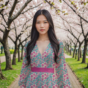 Kirschblüten auf blau stoff