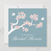 Kirschblüten auf blauem Brautparty laden ein Einladung (Rückseite)