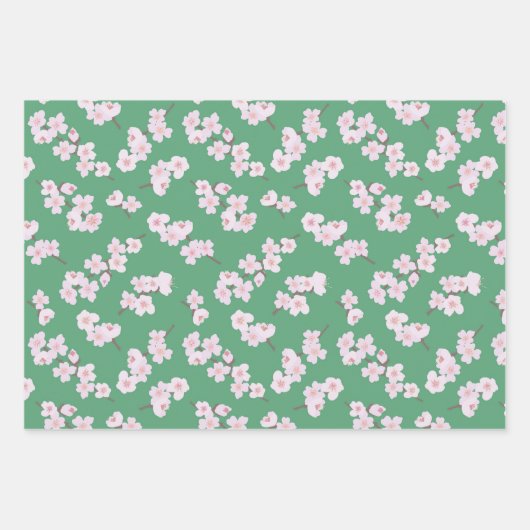 Kirschblüten auf Chartreuse, Lavendel & Green Geschenkpapier Set (Vorderseite 3)