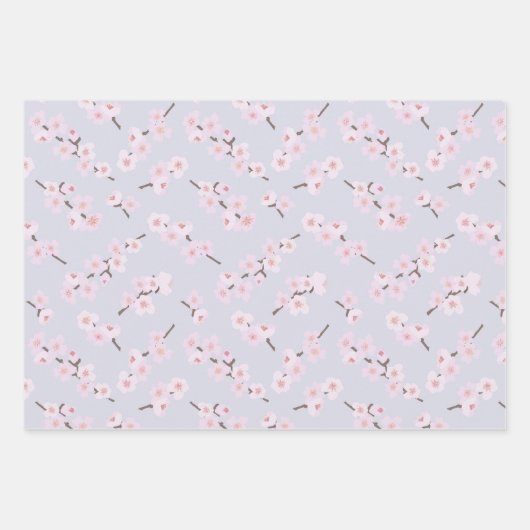 Kirschblüten auf Chartreuse, Lavendel & Green Geschenkpapier Set (Vorderseite 2)