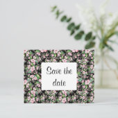 Kirschblüten auf der schwarzen Save the Date Postk Postkarte (Stehend Vorderseite)