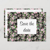 Kirschblüten auf der schwarzen Save the Date Postk Postkarte (Vorne/Hinten)