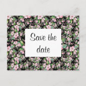 Kirschblüten auf der schwarzen Save the Date Postk Postkarte (Vorderseite)