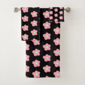 Kirschblüten auf schwarz badhandtuch set (Insitu)