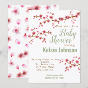 Kirschblüten-Baby-Party Einladung