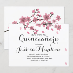 Kirschblüten-Baum Quinceañera Süße 15 Einladung