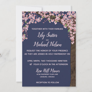 Kirschblüten bei Nacht Hochzeitseinladung Ankündigung