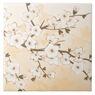 Kirschblüten-Beige-Creme-Blumen Asien Fliese
