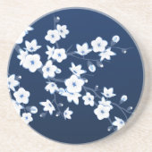 Kirschblüten Blau Weiß Getränkeuntersetzer (Vorne)