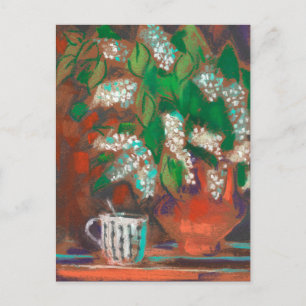 Kirschblüten blühen Florale Pastellmalerei Postkarte