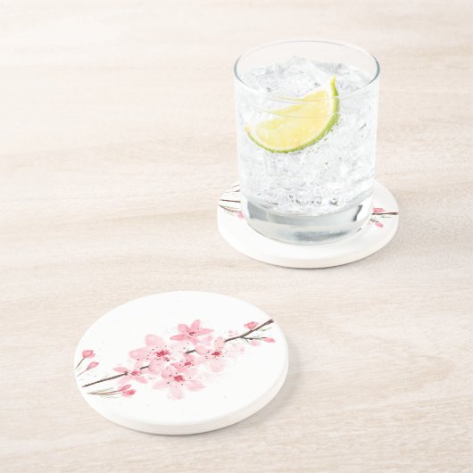 Kirschblüten Blume Getränkeuntersetzer (Seite)