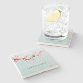 Kirschblüten-Blumen-Dankbarkeit Steinuntersetzer (Seitenansicht)