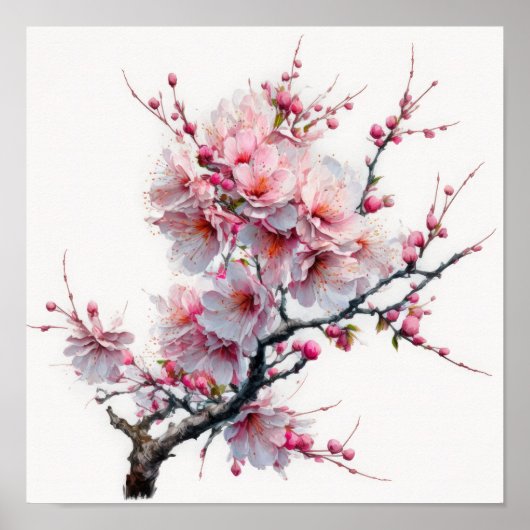 Kirschblüten-Blumen-Kunstposter Poster (Vorne)