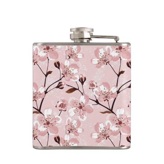 Kirschblüten-Blumen-Muster Flachmann (Rückseite)