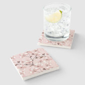 Kirschblüten-Blumen-Muster Steinuntersetzer (Seitenansicht)