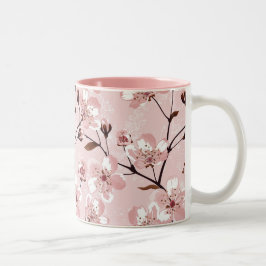 Kirschblüten-Blumen-Muster Zweifarbige Tasse