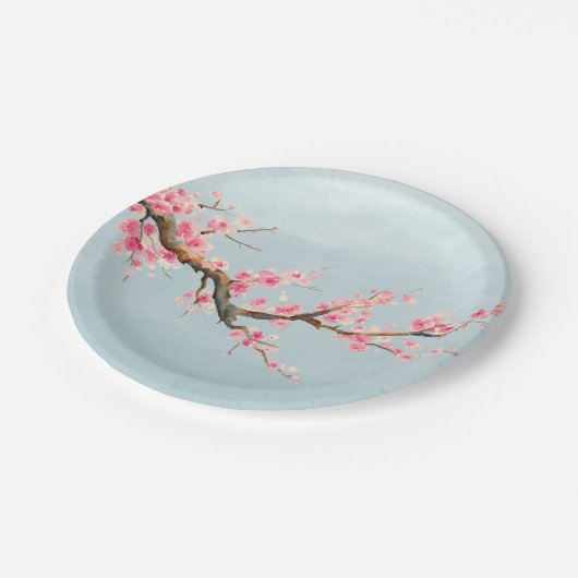 Kirschblüten-Blumen Pappteller (Schrägansicht)
