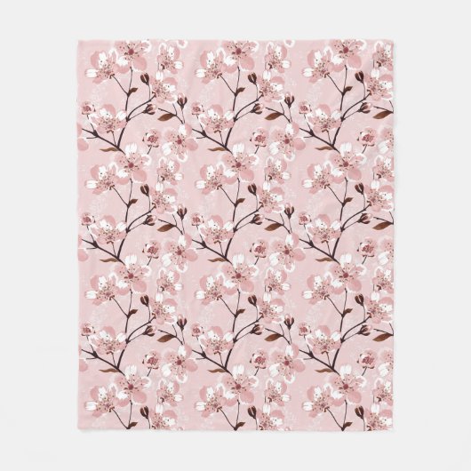Kirschblüten-Blumenmuster Fleecedecke (Vorderseite)