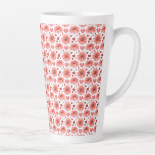 Kirschblüten-Blumenmuster mit Herzen Milchtasse