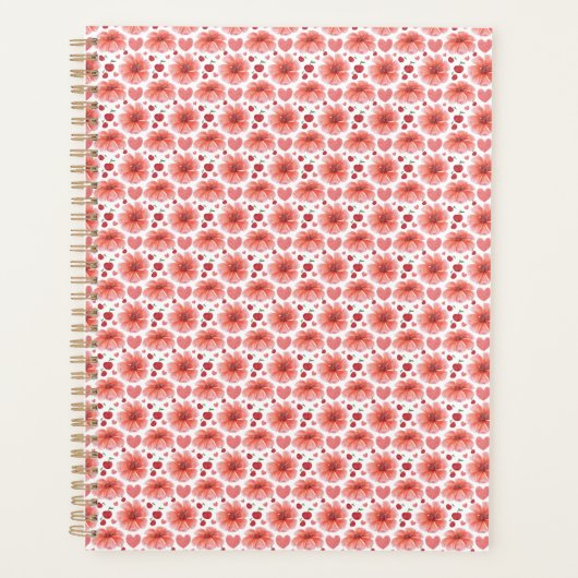 Kirschblüten-Blumenmuster mit Herzen Planer (Vorderseite)