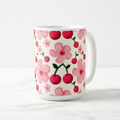 Kirschblüten-Blumenmuster, rosa Blüten Kaffeetasse (VorderseiteRechts)