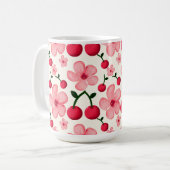 Kirschblüten-Blumenmuster, rosa Blüten Kaffeetasse (Vorderseite Links)
