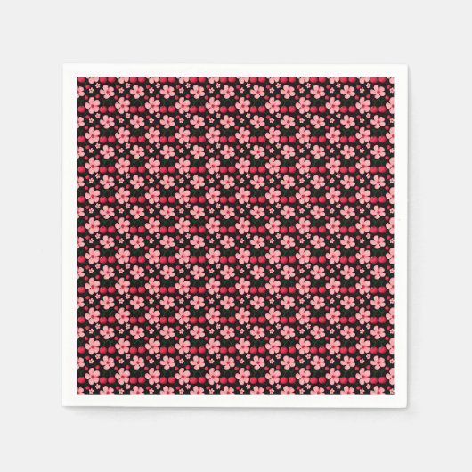 Kirschblüten-Blumenmuster, rosa Blüten Serviette (Vorderseite)
