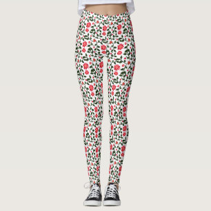 Kirschblüten-Blumenrankenmuster mit Kirschen Leggings