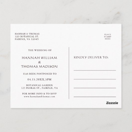 Kirschblüten Blütenhochzeiten ändern das Datum Postkarte (Rückseite)